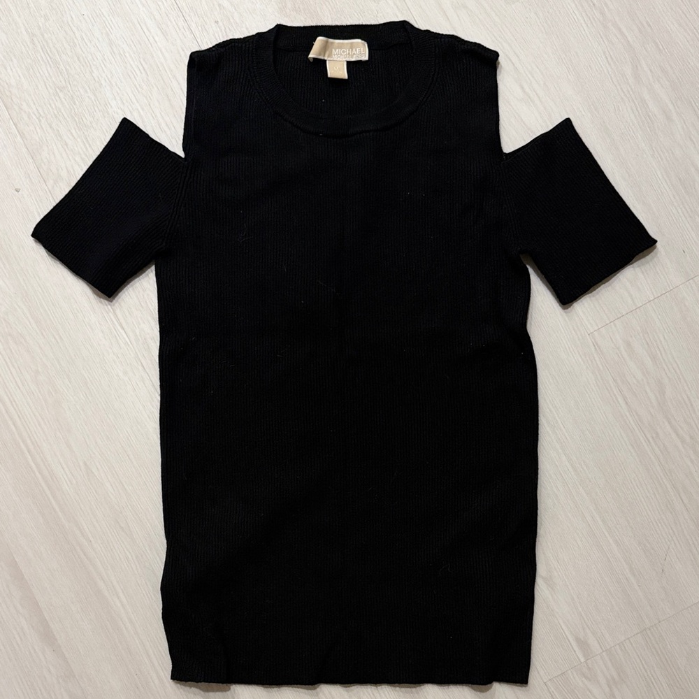 MICHAEL Michael Kors Black Cold-Shoulder Knit Top